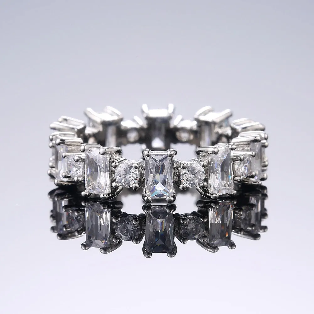 Statement Jewelry Elegant Brilliant Full Micro Paved CZ Eternity Ring