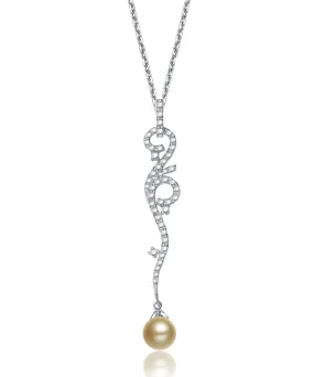 Sterling Silver Bronze Pearl and Cubic Zirconia Vine Necklace