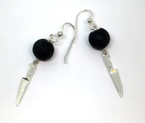 Sterling Silver Chef Knife Earrings with Lava