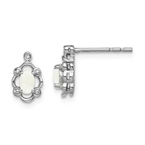 Sterling Silver Created White Opal & Diamond Accent Earrings