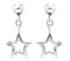 Sterling Silver Diamond Star Earrings