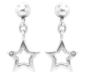 Sterling Silver Diamond Star Earrings