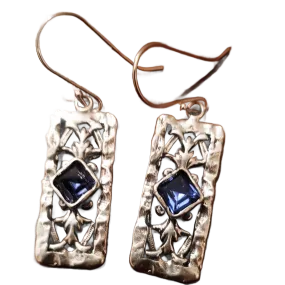 Sterling silver earrings for woman set Blue Opals / CZ zircons