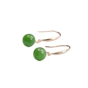 Sterling Silver Earrings with Hetian Jade Gemstones