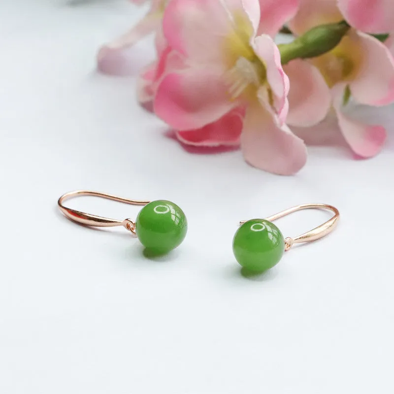 Sterling Silver Earrings with Hetian Jade Gemstones