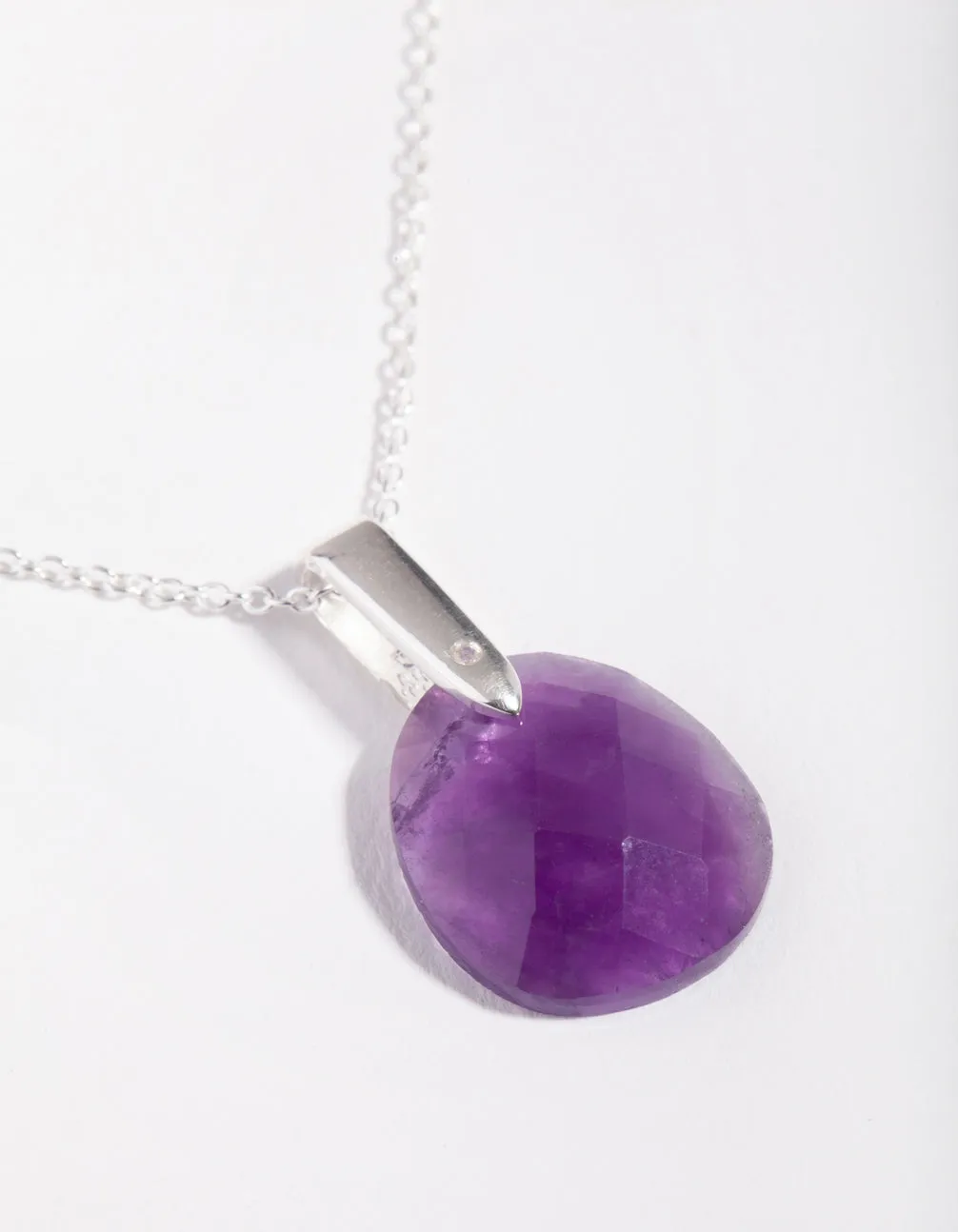 Sterling Silver Faceted Amethyst Pendant Necklace