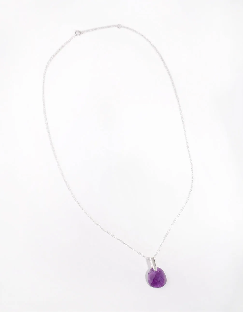 Sterling Silver Faceted Amethyst Pendant Necklace