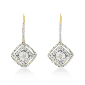 Sterling Silver Rose Diamond Dangle Earring (0.25 cttw, I-J Color, I2-I3 Clarity)