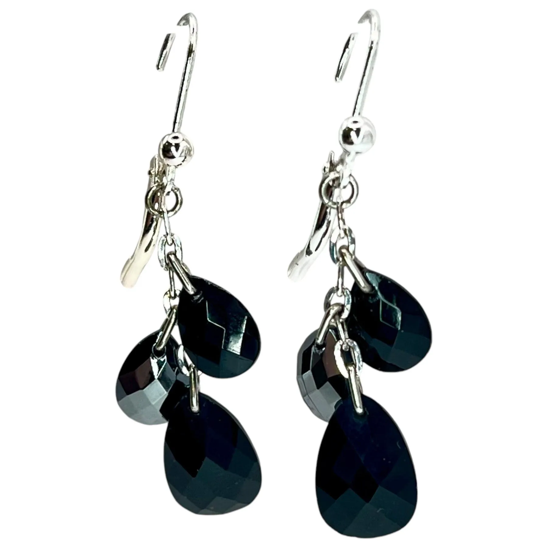 Sterling Silver Teardrop Beaded Crystal Drop Dangle Earrings Chic Versatile