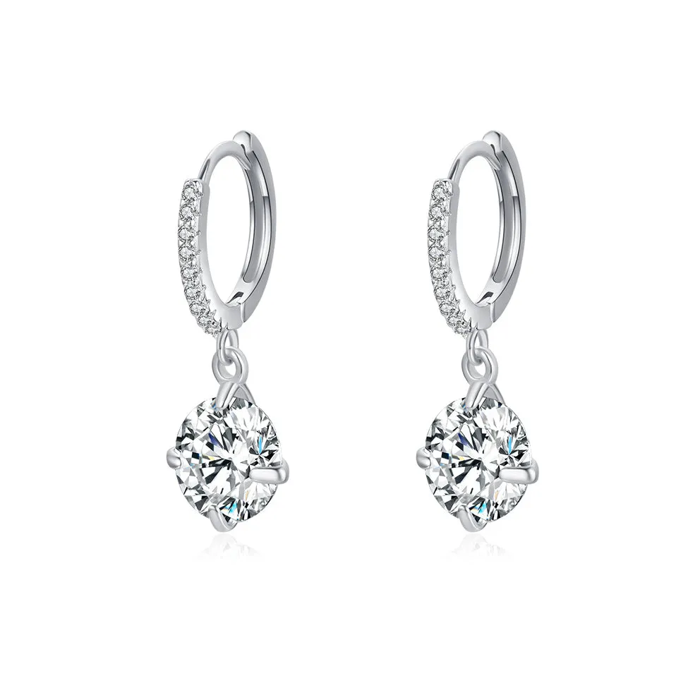 Sterling Silver Zircon Earrings with Cross-border Appeal