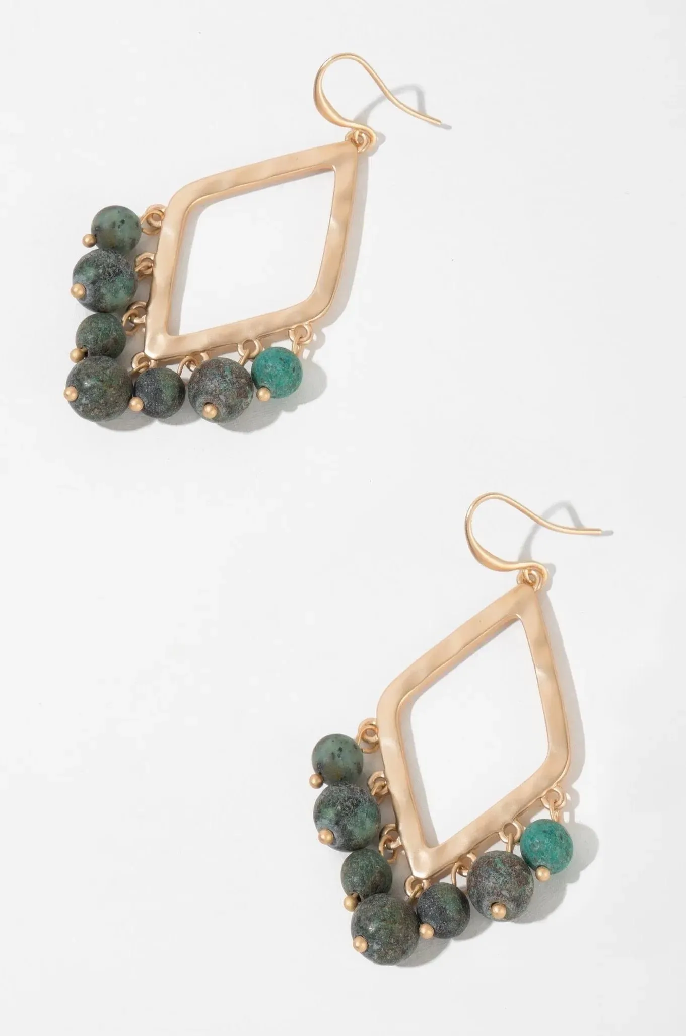 Stone Beaded Open Dangle Earrings