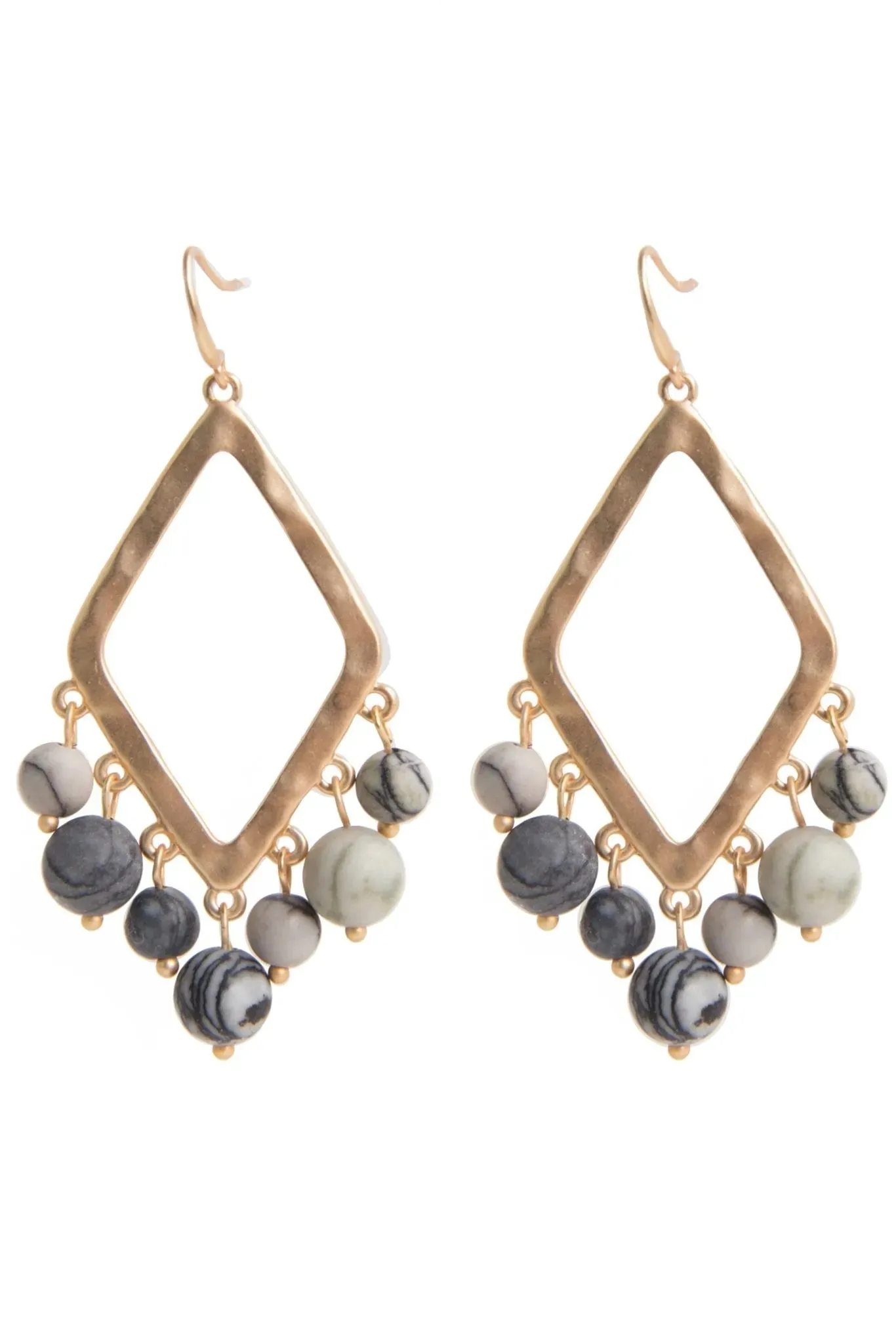 Stone Beaded Open Dangle Earrings