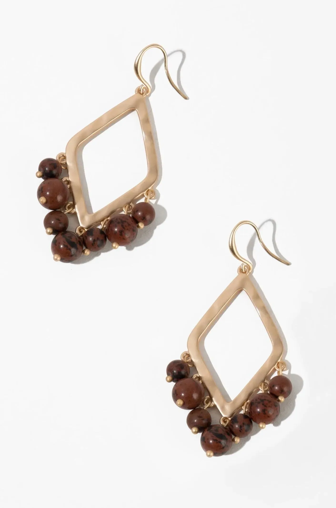 Stone Beaded Open Dangle Earrings