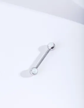 Surgical Steel Synthetic Opal Nipple Bar