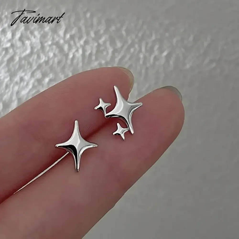 Tavimart Exquisite Shining Zircon Stars Stud Earrings For Women Girls Fashion Design Five Pointed Star Temperament Earrings Jewelry Gifts