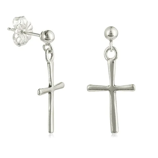 Traditional Dangle Post Cross Earrings