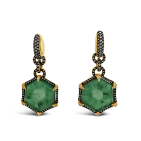 Trapiche Emerald Dangle Earrings