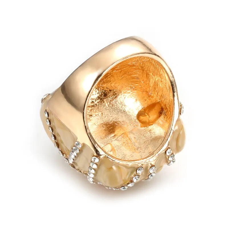 Trendy Jewelry Cocktail Rings for Women with Crystal in Gold Color