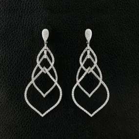 Triple Marquise Style Diamond Dangle Earrings