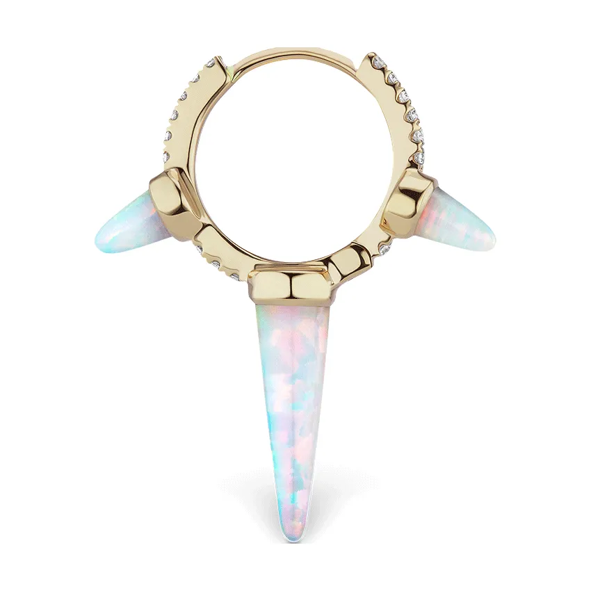 Triple Opal Diamond Spike Clicker Earring by Maria Tash in Yellow Gold