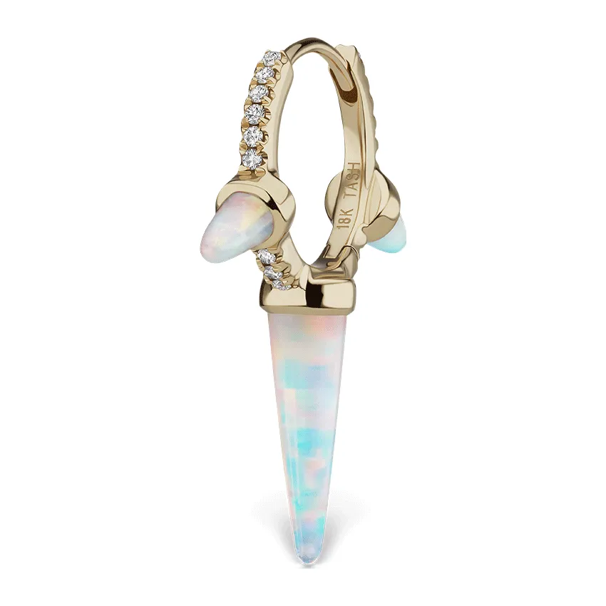 Triple Opal Diamond Spike Clicker Earring by Maria Tash in Yellow Gold