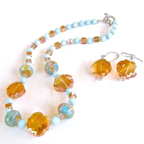 Unicorn: Artisan Glass and Crystal Necklace Set