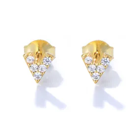 V Letter Zircon Silver Studs Earrings for Women