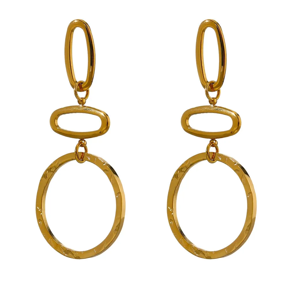 VAIGE Elegant Gold-Plated Oval Dangle Earrings in Stainless Steel