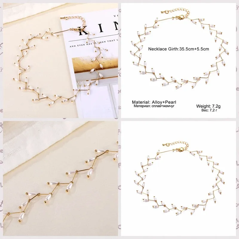 VenusFox Beaded Choker Pearl Necklace For Women Gold Chain Necklaces Pendant Collar Chokers Chains Bead Necklace Womens Jewelry 2020