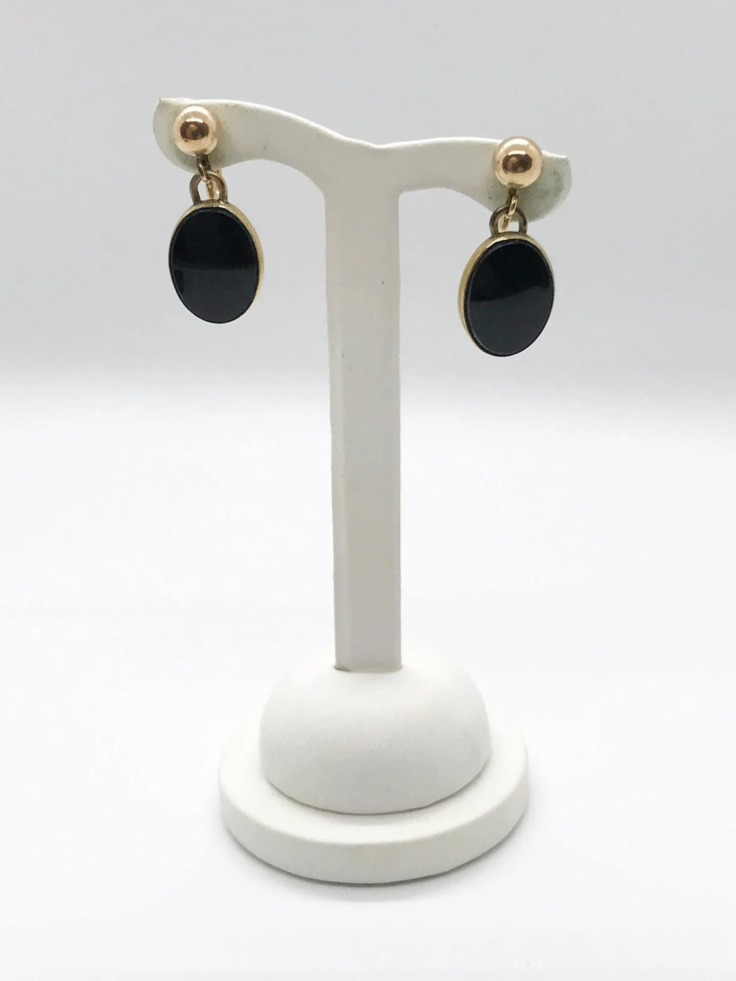 Vintage 12kt G.F. Black Dangle Earrings