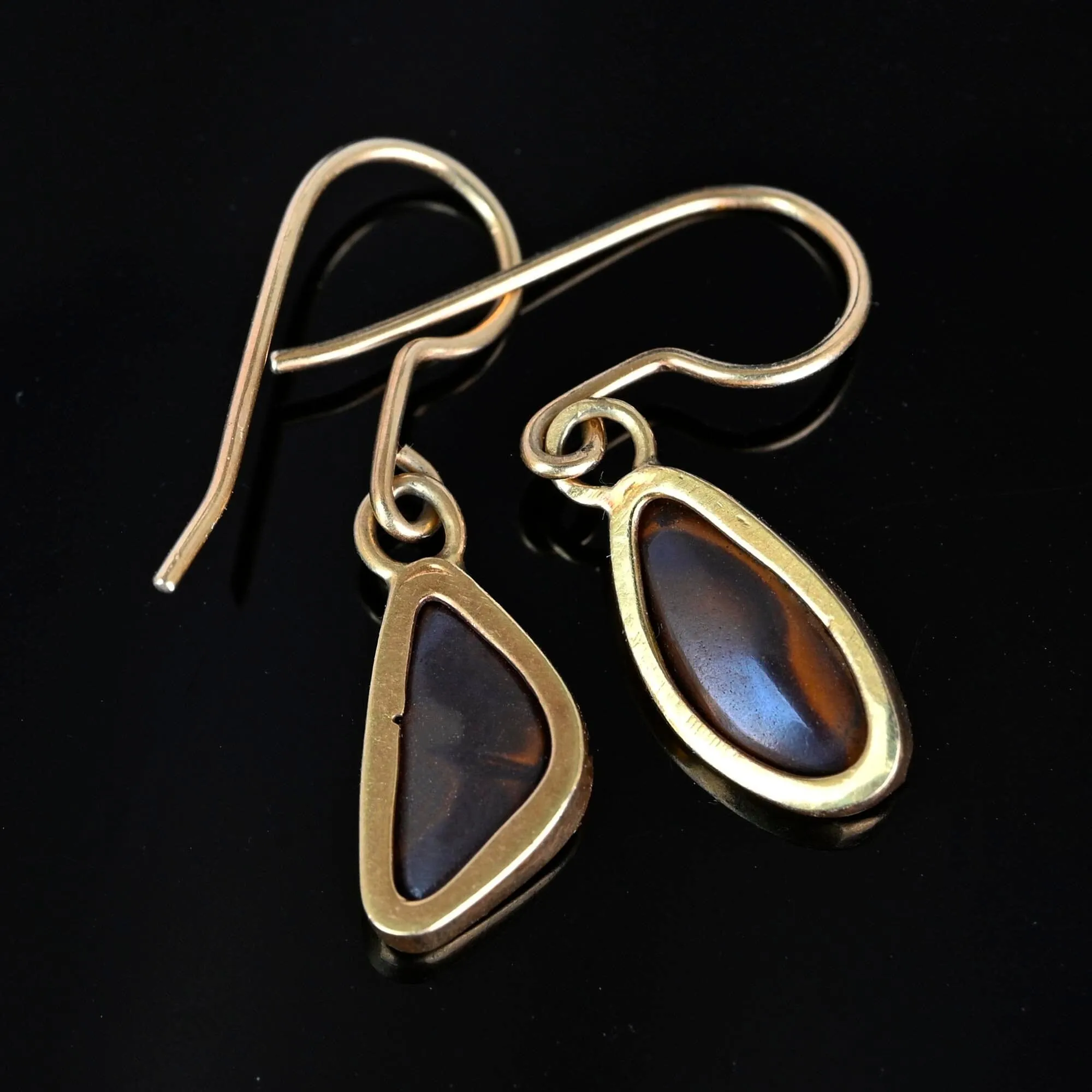 Vintage 14K Gold Australian Boulder Opal Earrings