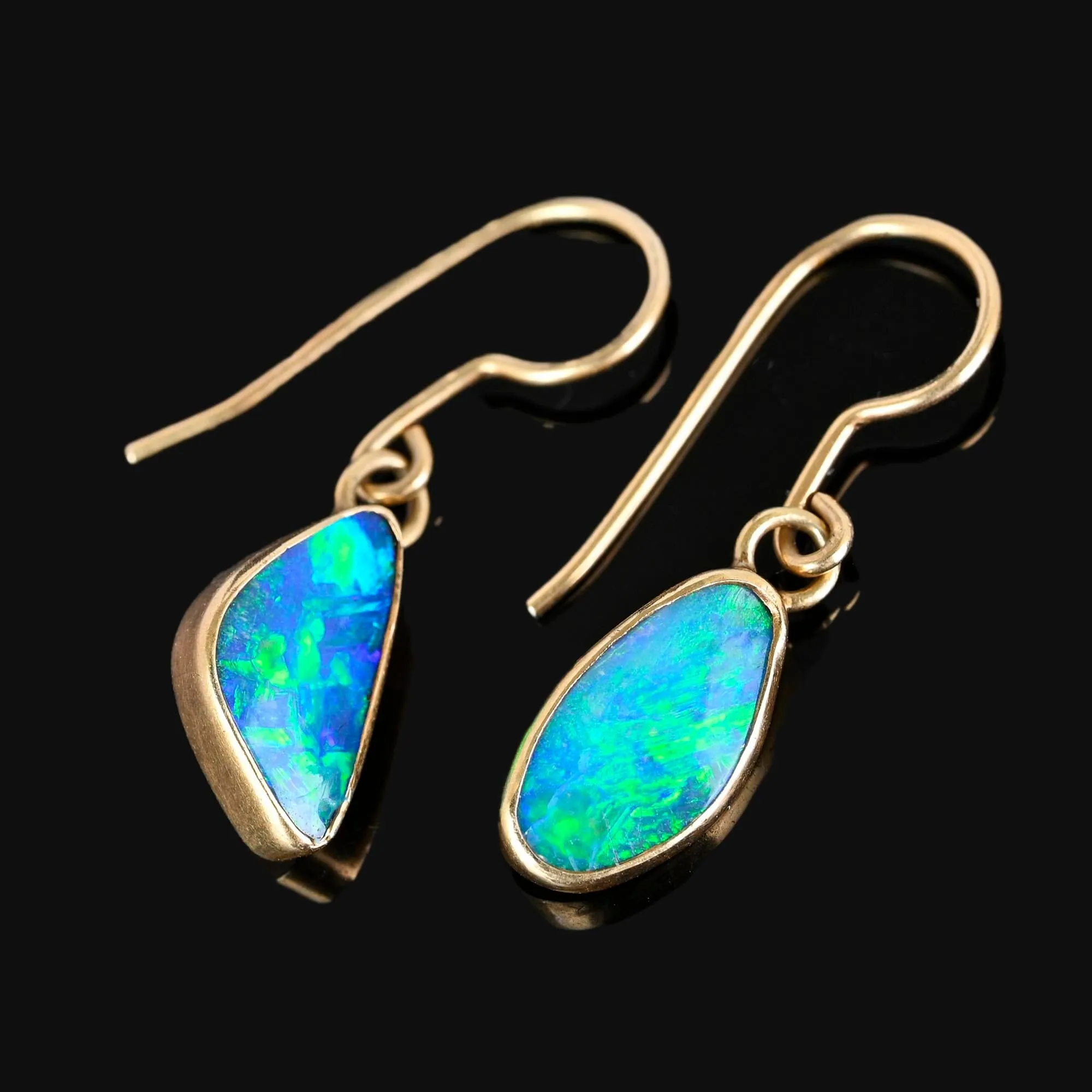 Vintage 14K Gold Australian Boulder Opal Earrings