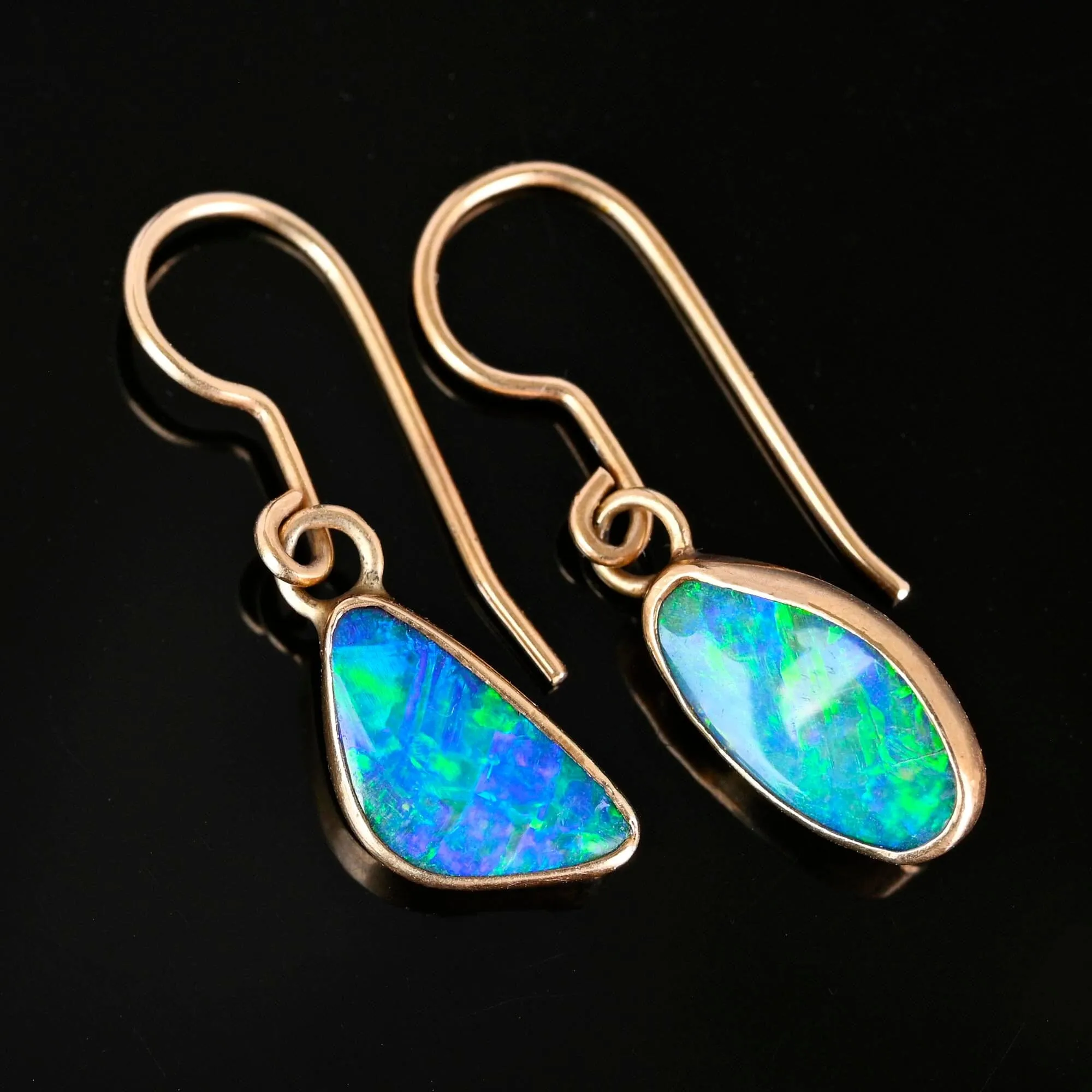 Vintage 14K Gold Australian Boulder Opal Earrings