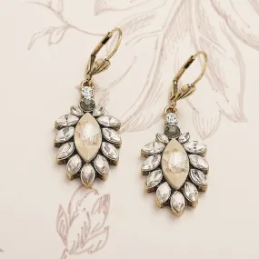 Vintage 1950's Earrings: Diamante & Opal Stone Drop Earrings