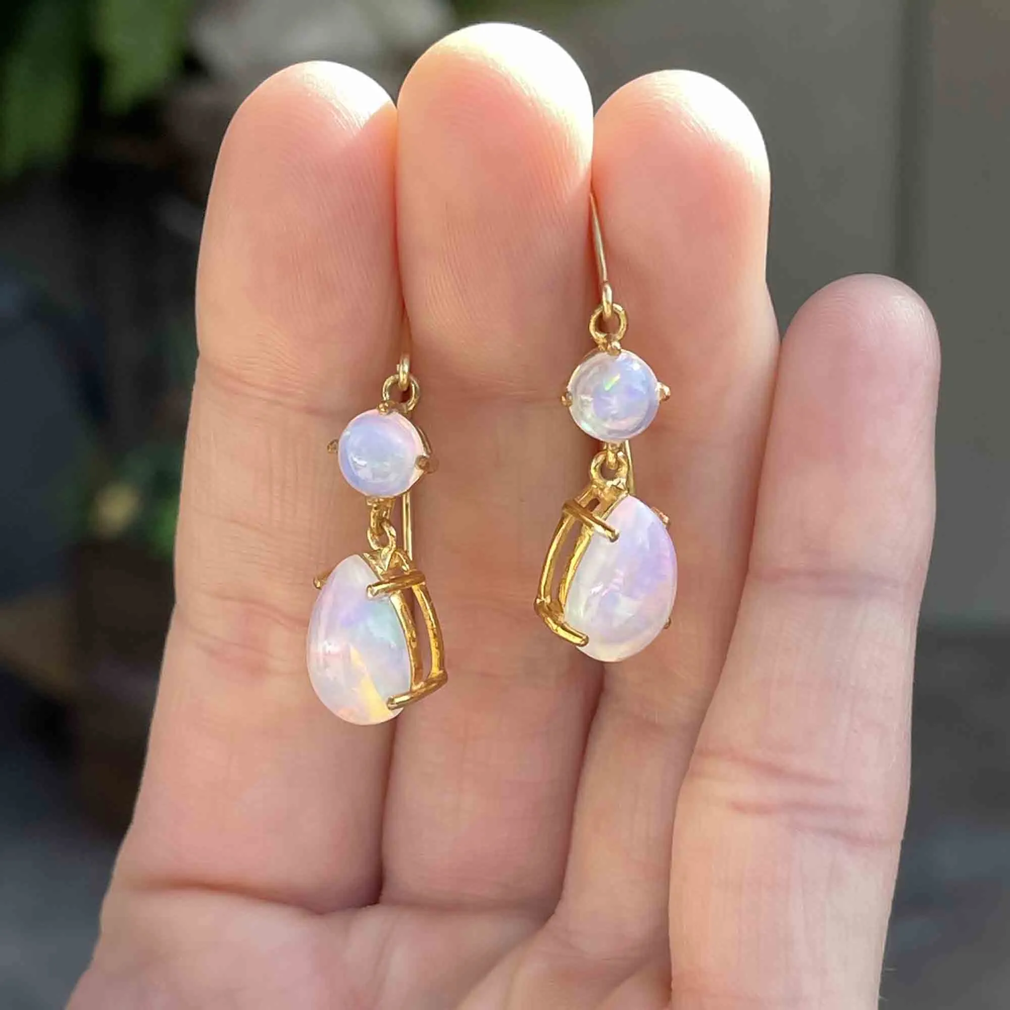 Vintage Art Deco Style Jelly Opal Drop Earrings