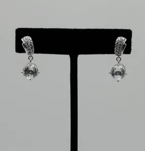 Vintage Portuguese Rose Cut Cubic Zirconia Sterling Silver Dangle Earrings