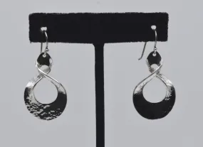 Vintage Sterling Silver Hammered Texture Dangle Twist Earrings