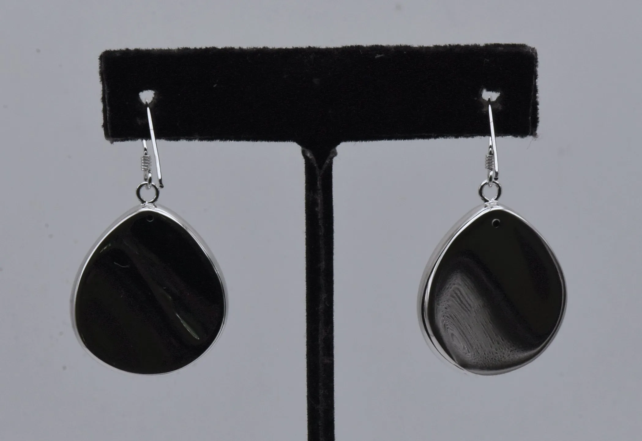 Vintage Sterling Silver Modern Design Teardrop Dangle Earrings