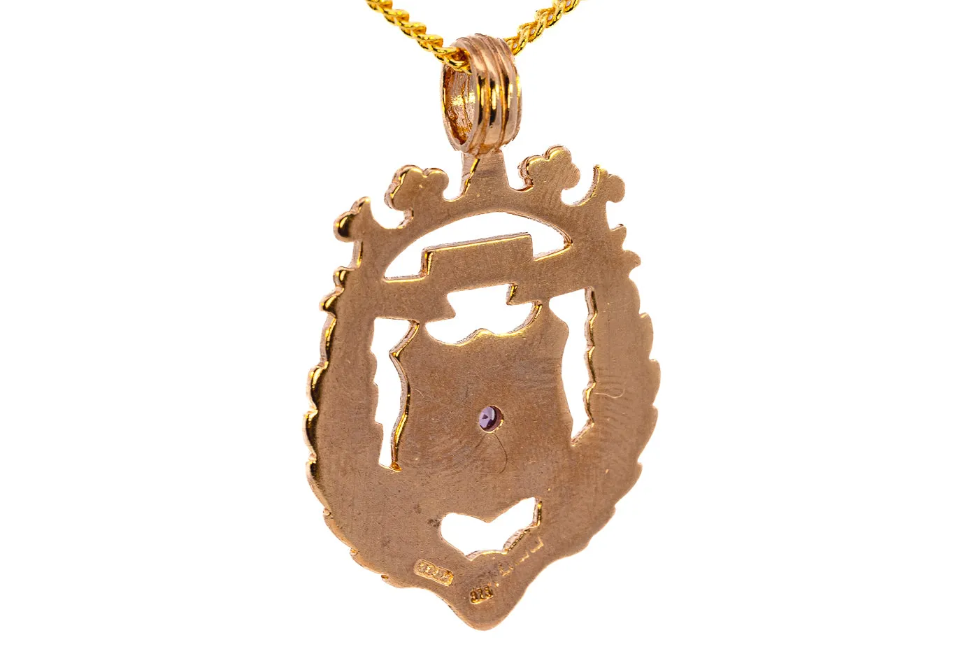 Vintage Yellow Gold Amethyst Shield Pendant
