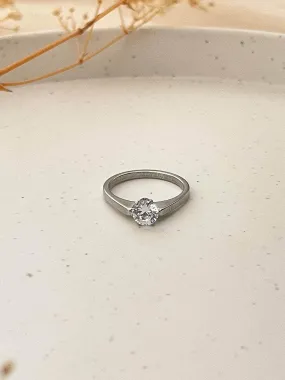 White Finish Zircon Solitaire Ring