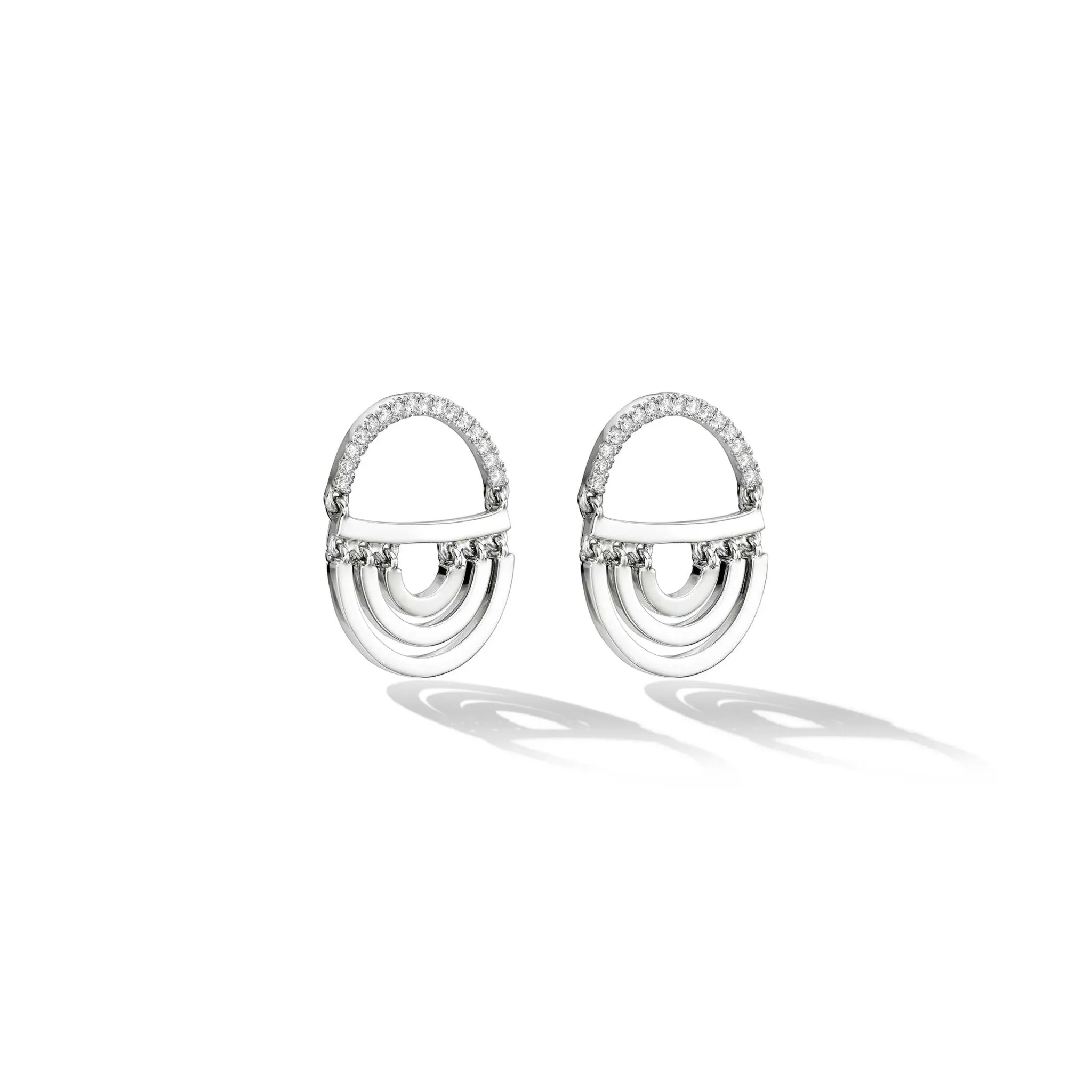 White Gold Water Twin Drop Earrings with White Diamonds