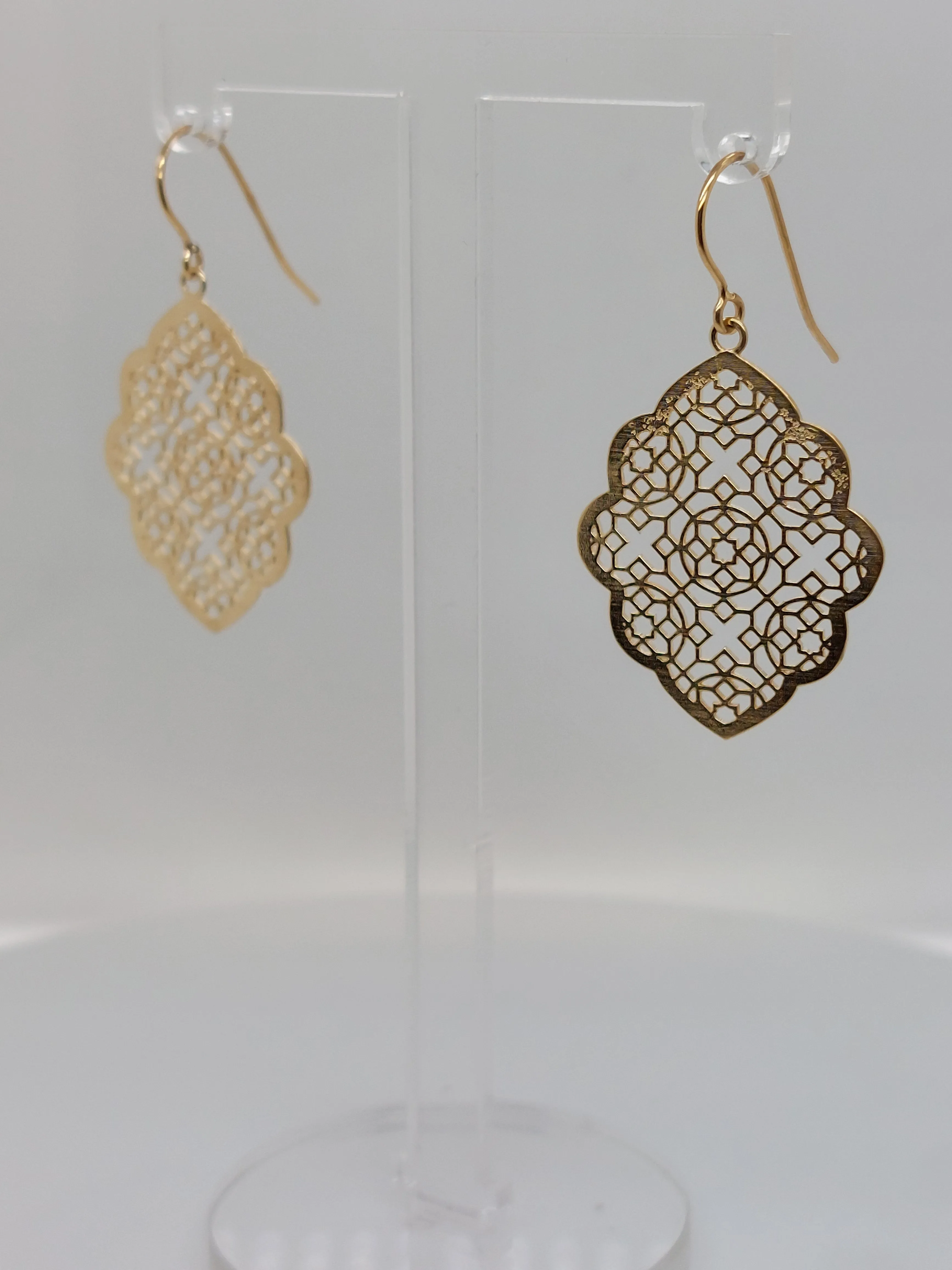 Yellow Filigree Teardrop Earrings