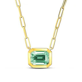 Yellow Gold Green Amethyst Pendant Necklace