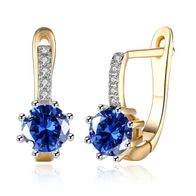 Zircon Earring Clip Blue Round Diamond Romantic Style Earring Clip