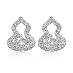 Zircon Gourd Silver Studs Earrings for Women