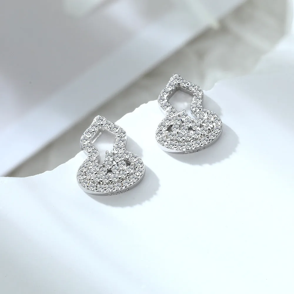 Zircon Gourd Silver Studs Earrings for Women