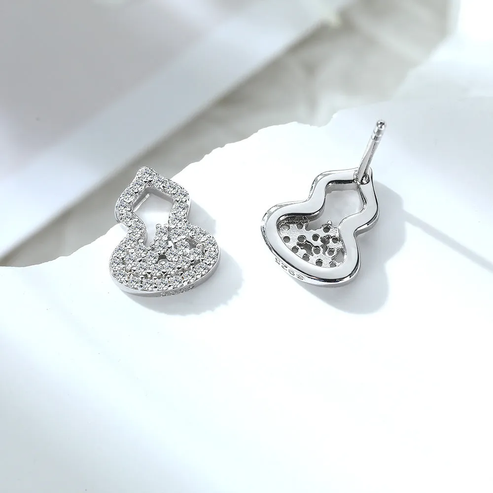 Zircon Gourd Silver Studs Earrings for Women