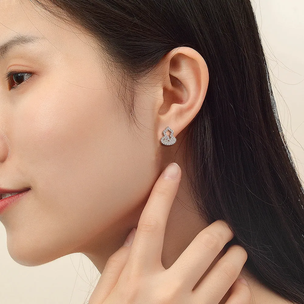 Zircon Gourd Silver Studs Earrings for Women