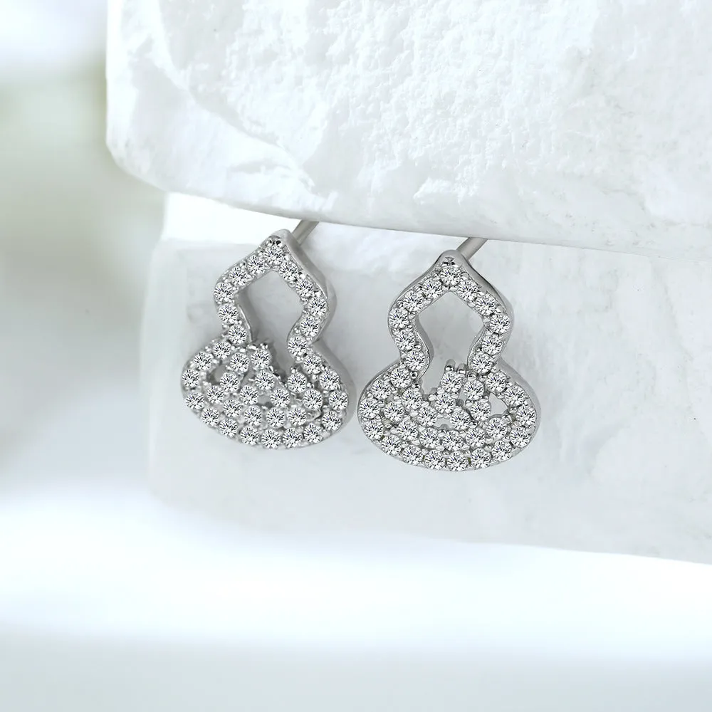 Zircon Gourd Silver Studs Earrings for Women