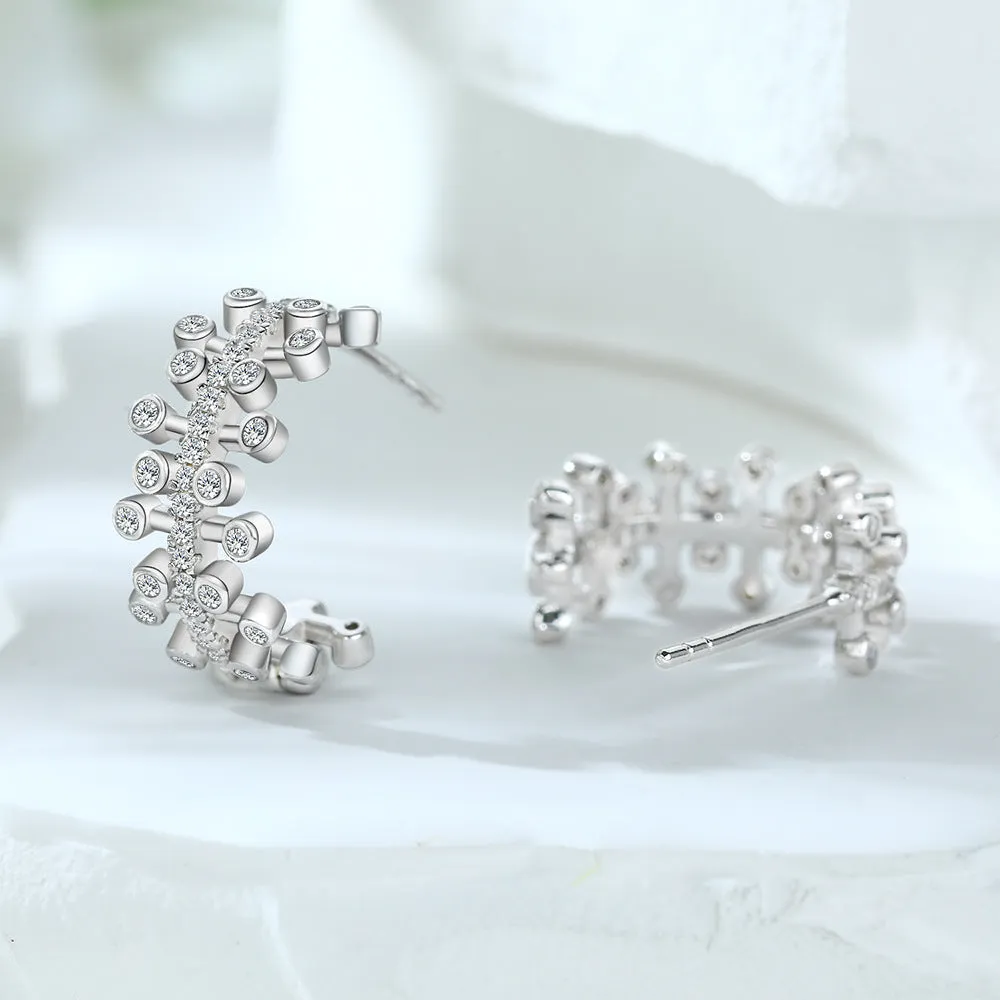 Zircon Half Garland Silver Studs Earrings for Women